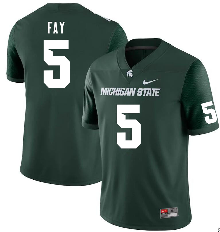 Men #5 Hamp Fay Michigan State Spartans College Football Jerseys Sale-Green